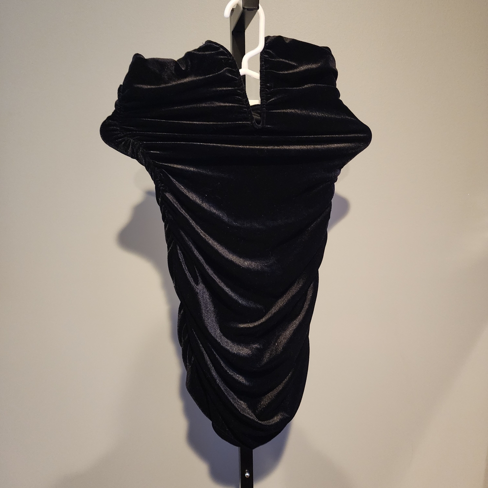 B. Darlin Womens Black Velvet Ruched Bodycon Mini Dress Off Shoulder Size 5/6‎